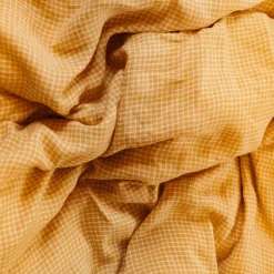 Housse de couette en lin lavé - Carreaux Jaune Asahi