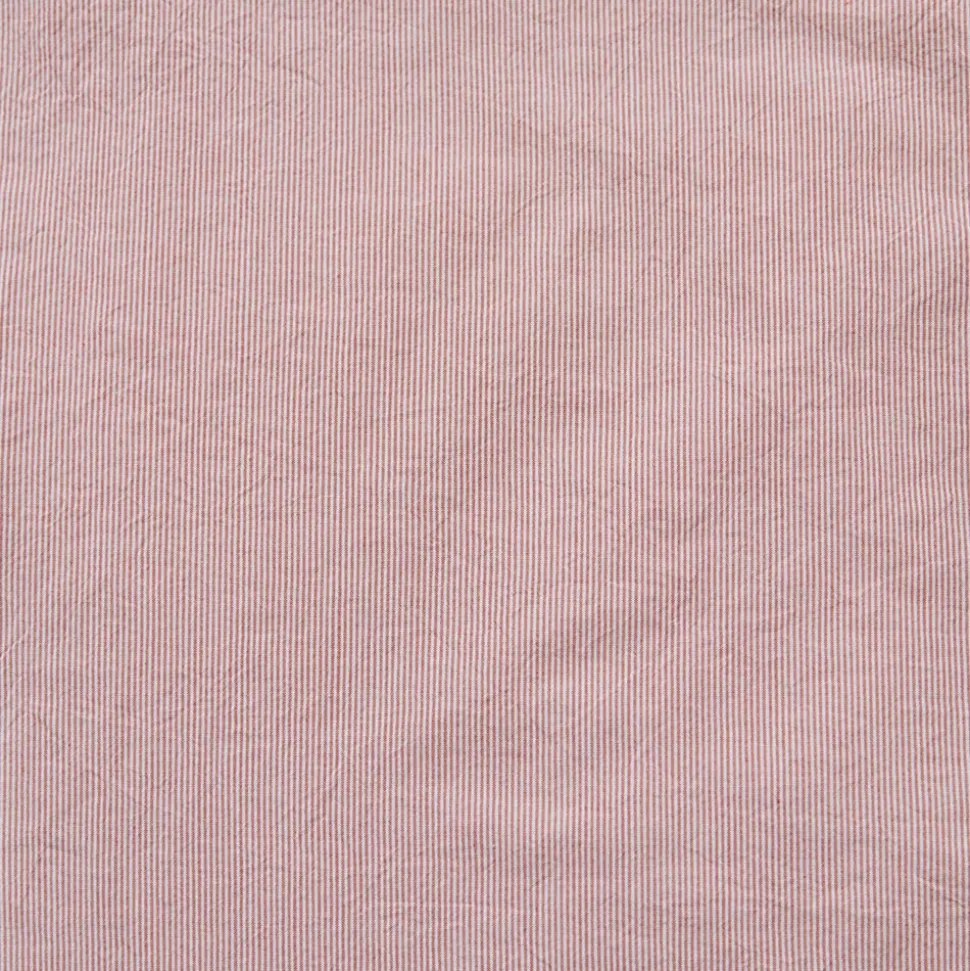 Housse de couette en percale de coton - Rayures Rouge Ocre