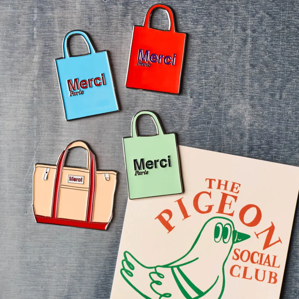 Magnet en métal Merci - Tote bag Vert