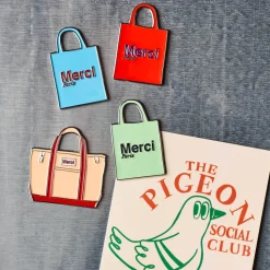 Magnet en métal Merci - Tote bag Rouge