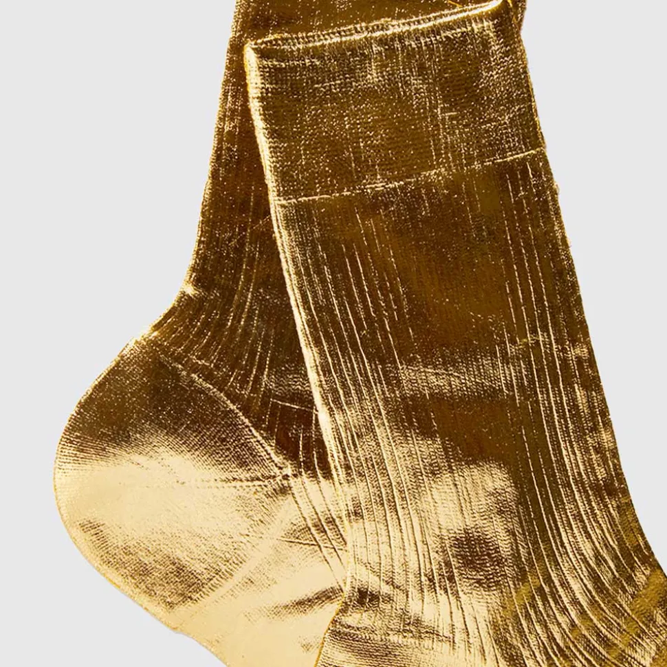 Maria La Rosa - Chaussettes One Ribbed Laminate - Or