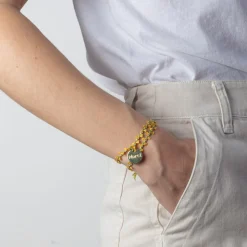 Merci - Bracelet médaille Jardin - Fleur Jaune