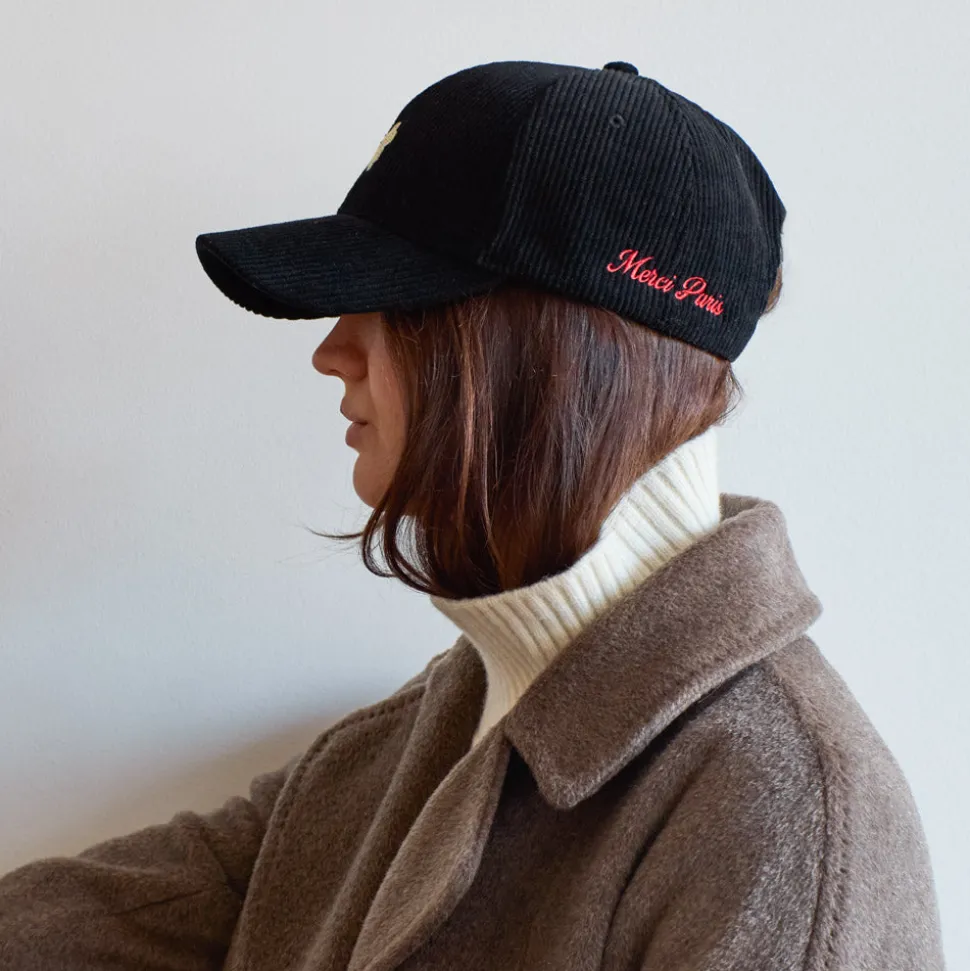 Merci - Casquette Trèfle en velours - Noir