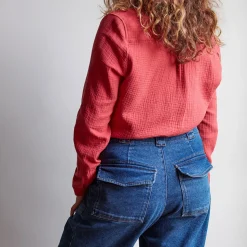 Merci - Chemise en gaze de coton - Rouge