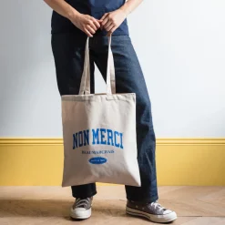 Merci - Sac Tote Bag College Non Merci - Bleu