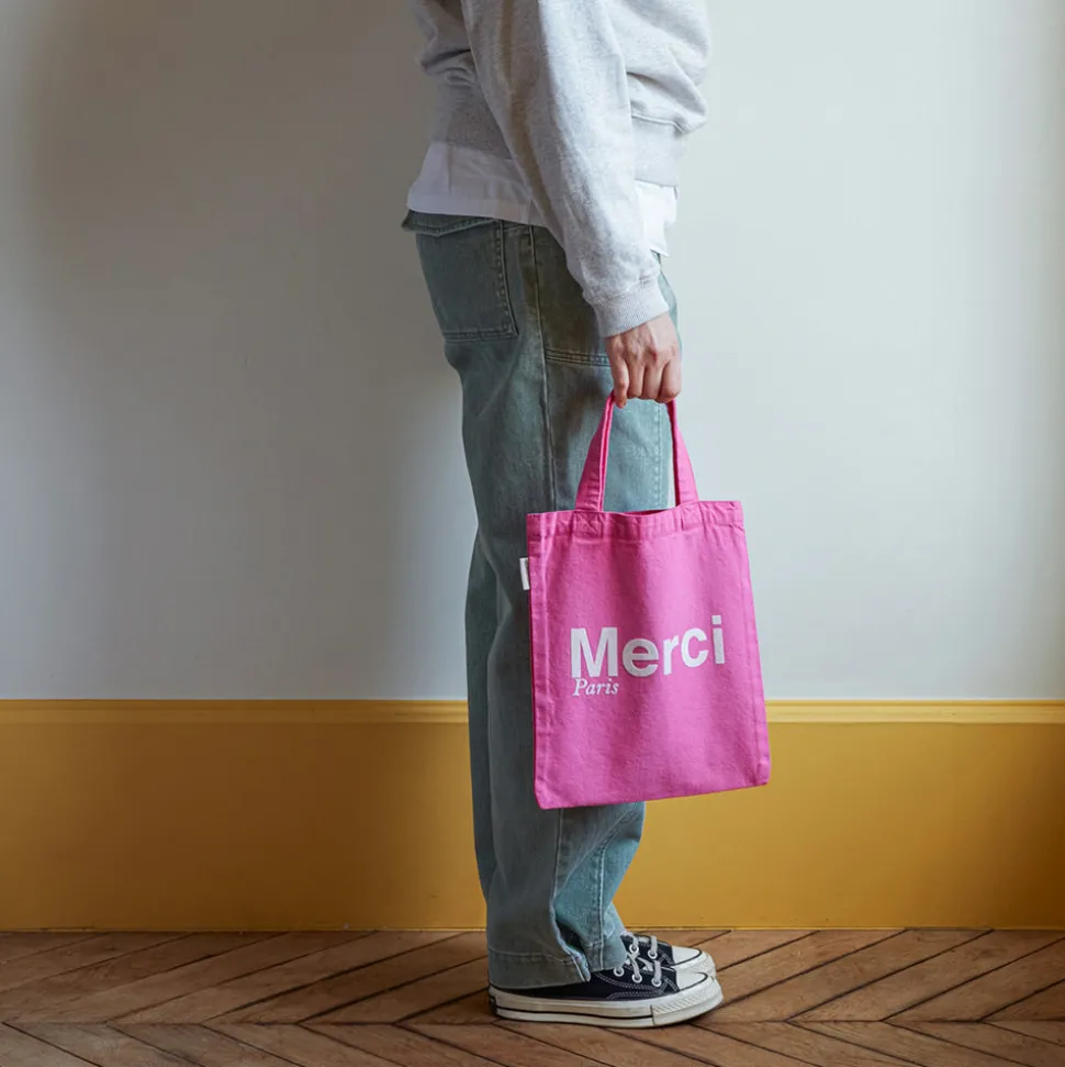 Merci - Tote Bag en coton - Rose & Écru