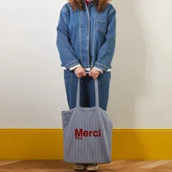 Merci - Tote Bag en Coton Hickory - Bleu rayé