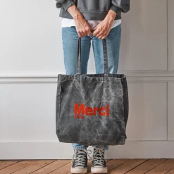 Merci - Tote Bag en Coton Marble - Noir