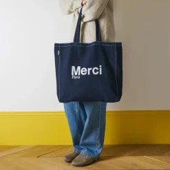 Merci - Tote Bag en coton Stitch - Marine