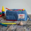Merci - Trousse en lin lavé - Bleu Paros