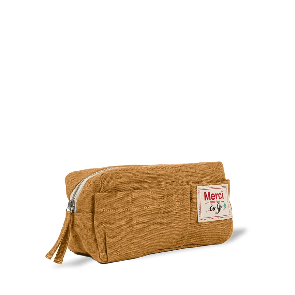 Merci - Trousse en lin lavé - Jaune Asahi