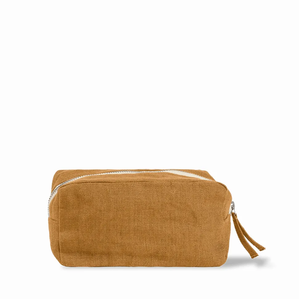 Merci - Trousse en lin lavé - Jaune Asahi