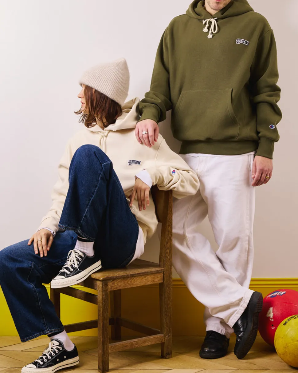 Merci x Champion - Sweat à Capuche - Olive