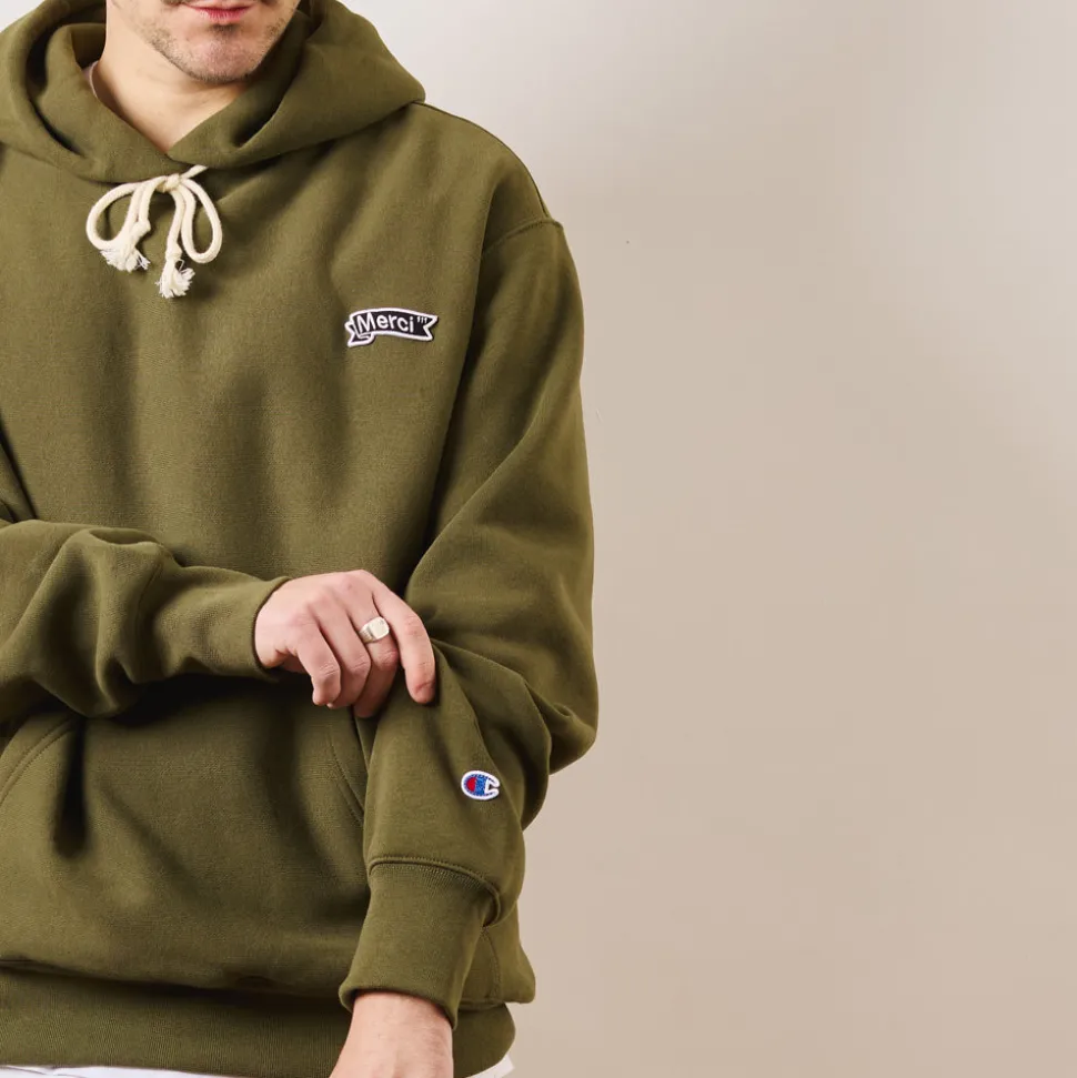 Merci x Champion - Sweat à Capuche - Olive