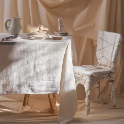 Nappe en lin lavé - Blanc Gres