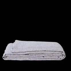 Nappe en lin lavé - Carreaux Bleu Shibori
