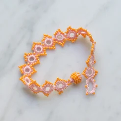 Ottomania - Bracelet crochet Daisy - Rose & Orange