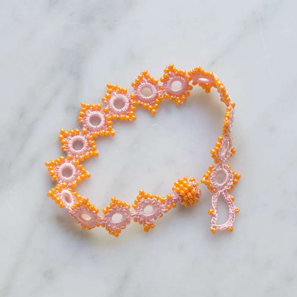 Ottomania - Bracelet crochet Daisy - Rose & Orange
