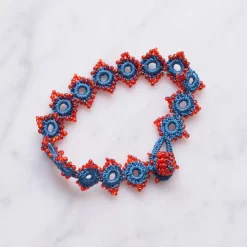 Ottomania - Bracelet crochet Daisy - Bleu & Rouge
