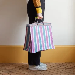 Panier carré - Bleu & Rose