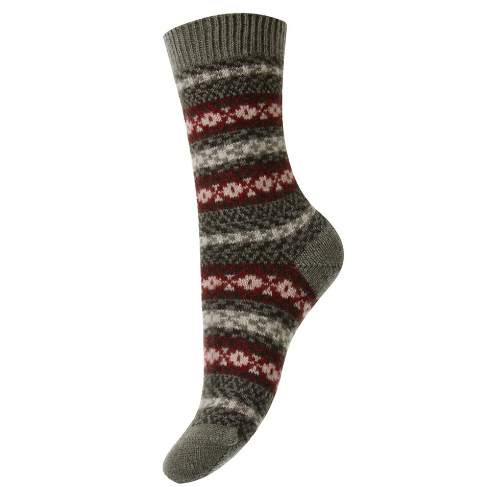 Pantherella - Chaussettes Cachemire Fair Isle - Vert