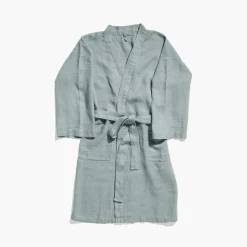 Peignoir en lin - Nid d'abeille - Gris Vésuve