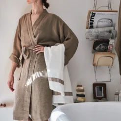 Peignoir en lin - Nid d'abeille - Brun Cha Iro