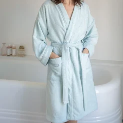 Peignoir en éponge - Bleu Antiparos