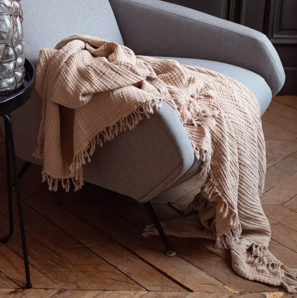 Plaid en gaze de coton - Beige Quai de Seine