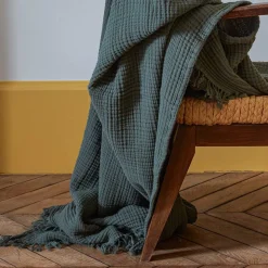Plaid en gaze de coton - Vert Luxembourg