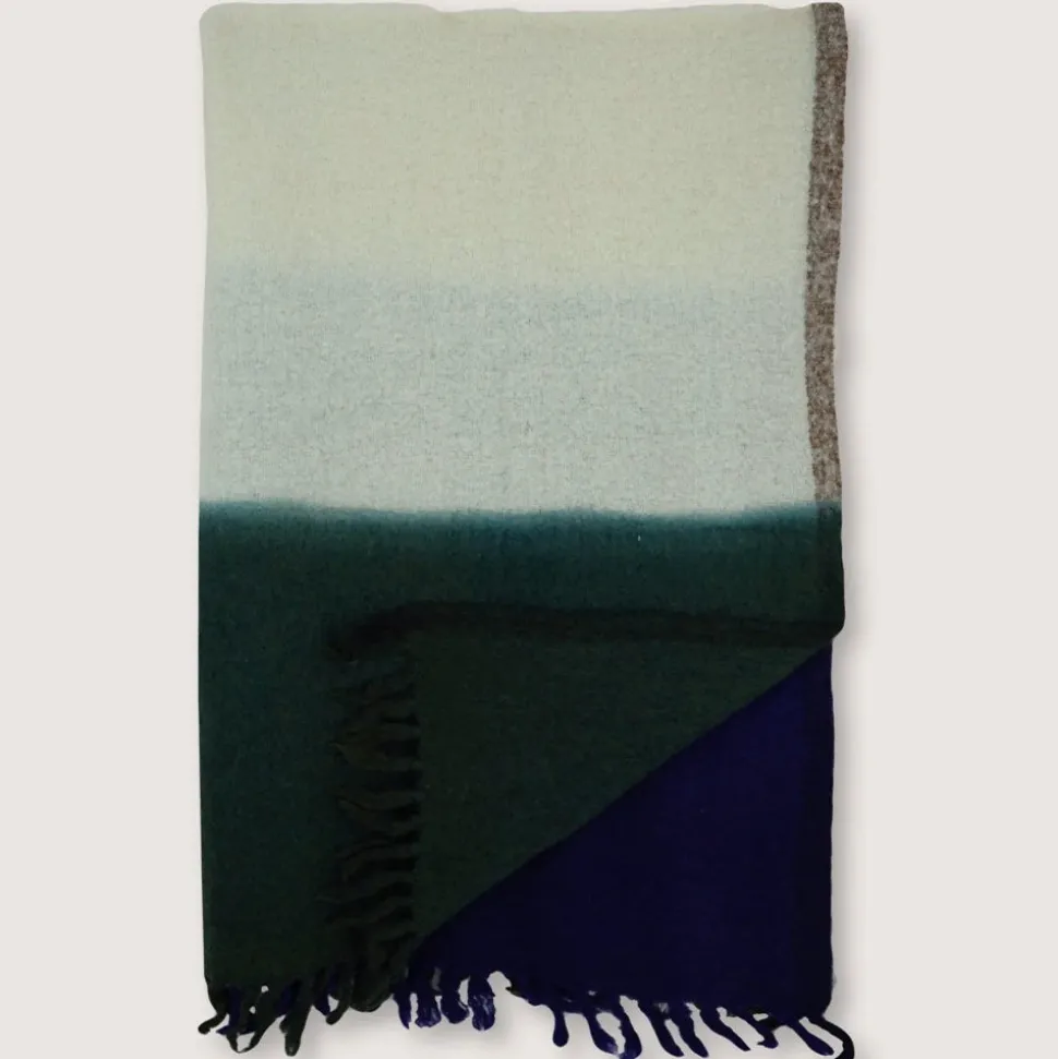 Plaid en laine n°83 - Kaki & Bleu Encre - Moismont