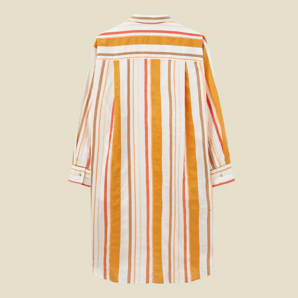 Pomandère - Robe chemise rayée - Orange