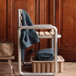 Serviette de bain en lin - Nid d'abeille - Bleu Pétrole