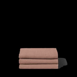 Serviette de bain en lin - Nid d'abeille - Rose Argile