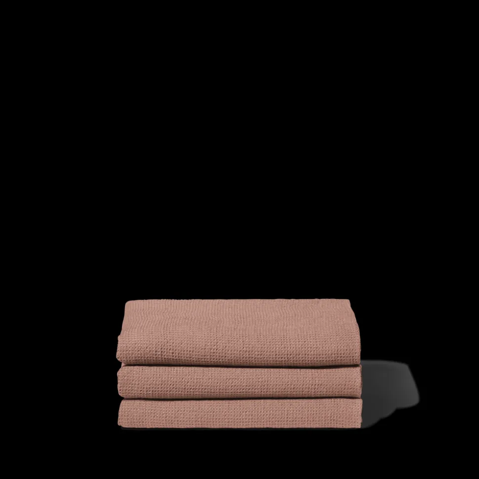 Serviette de bain en lin - Nid d'abeille - Rose Argile