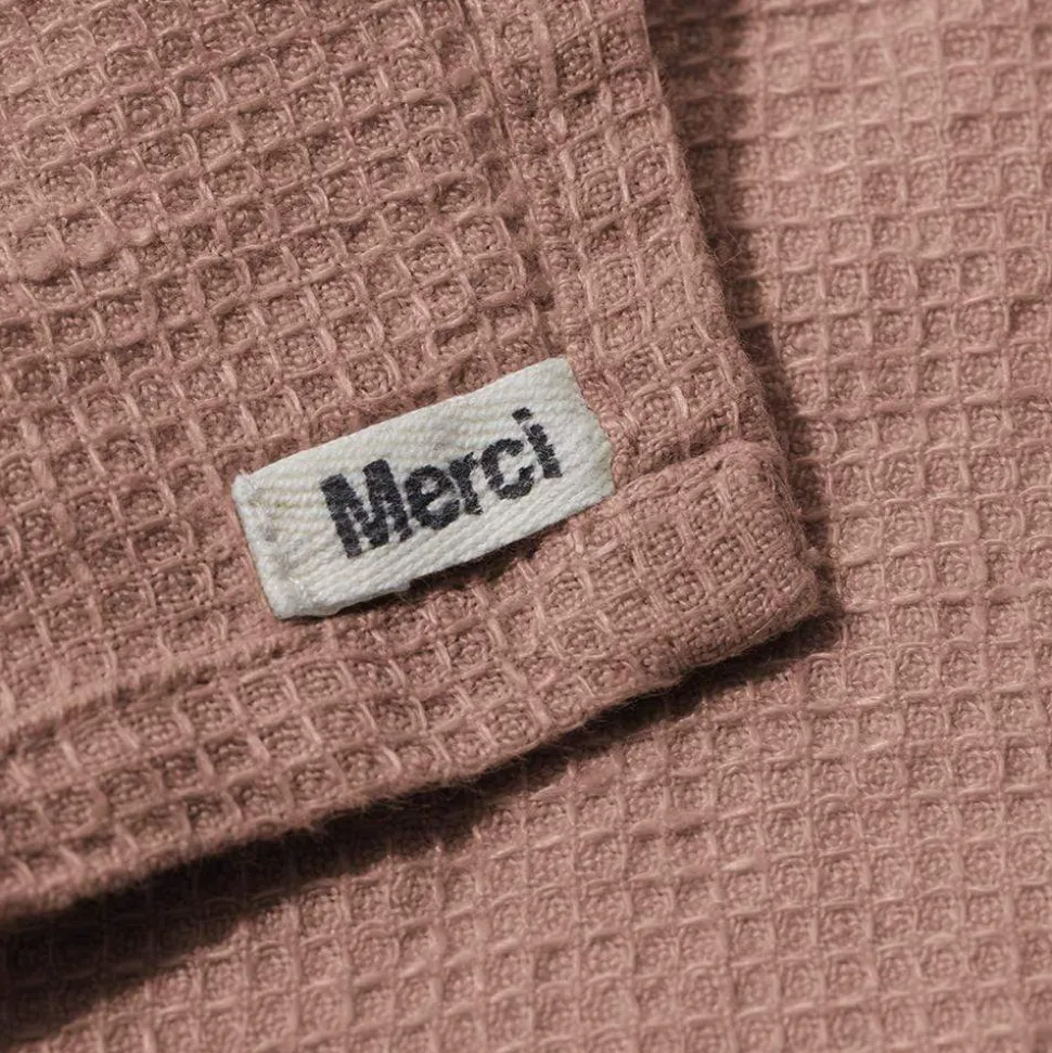Serviette de bain en lin - Nid d'abeille - Rose Argile