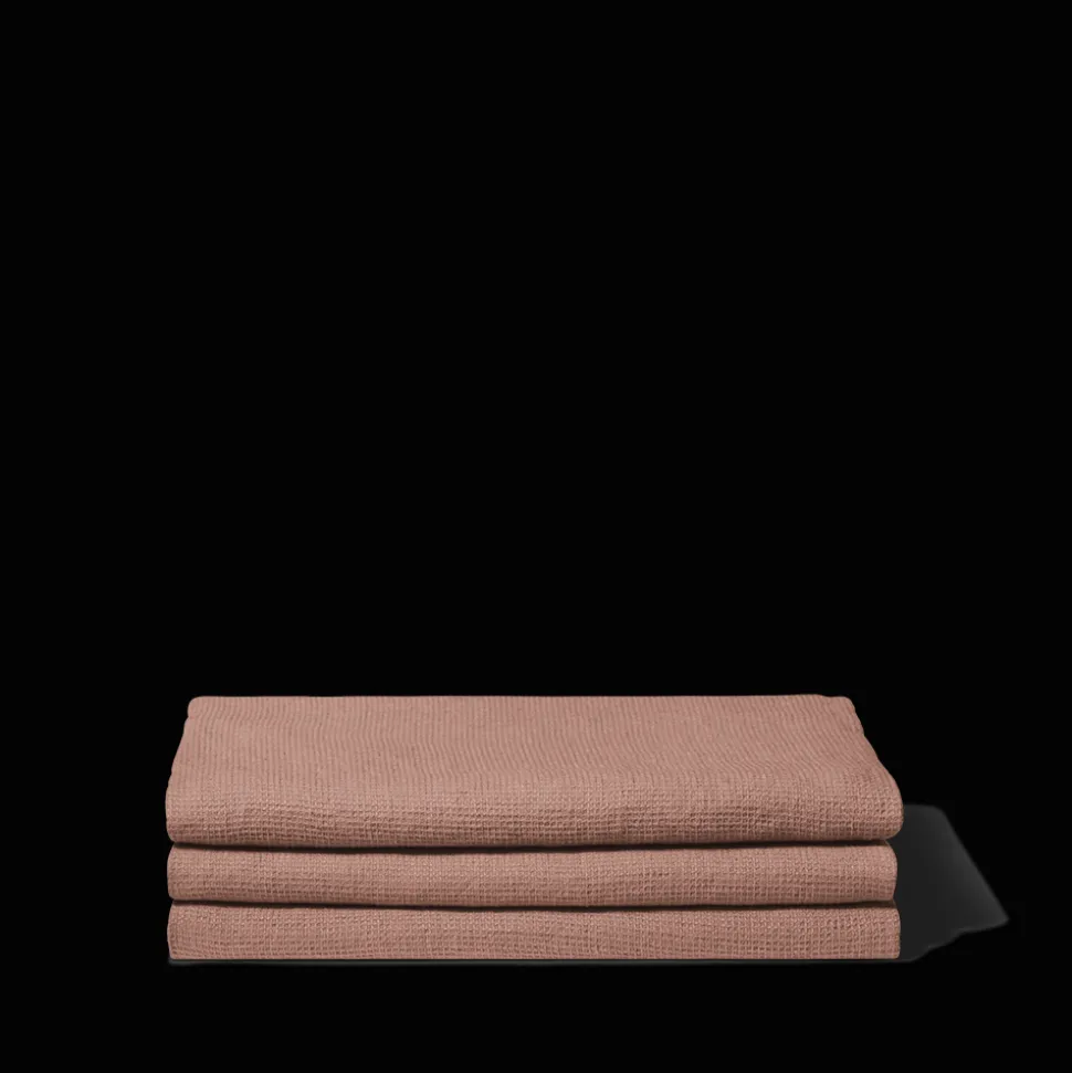 Serviette de bain en lin - Nid d'abeille - Rose Argile