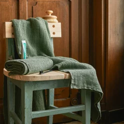 Serviette de bain en lin - Waffle - Vert d'Anduze