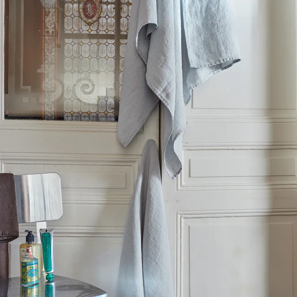 Serviette de bain en lin - Nid d'abeille - Gris Vésuve