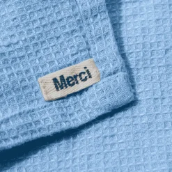 Serviette de bain en lin - Nid d'abeille - Bleu Tyrrhénien