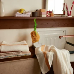 Serviette de bain en lin - Nid d'abeille - Bande Jaune Asahi