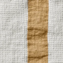 Serviette de bain en lin - Nid d'abeille - Bande Jaune Asahi