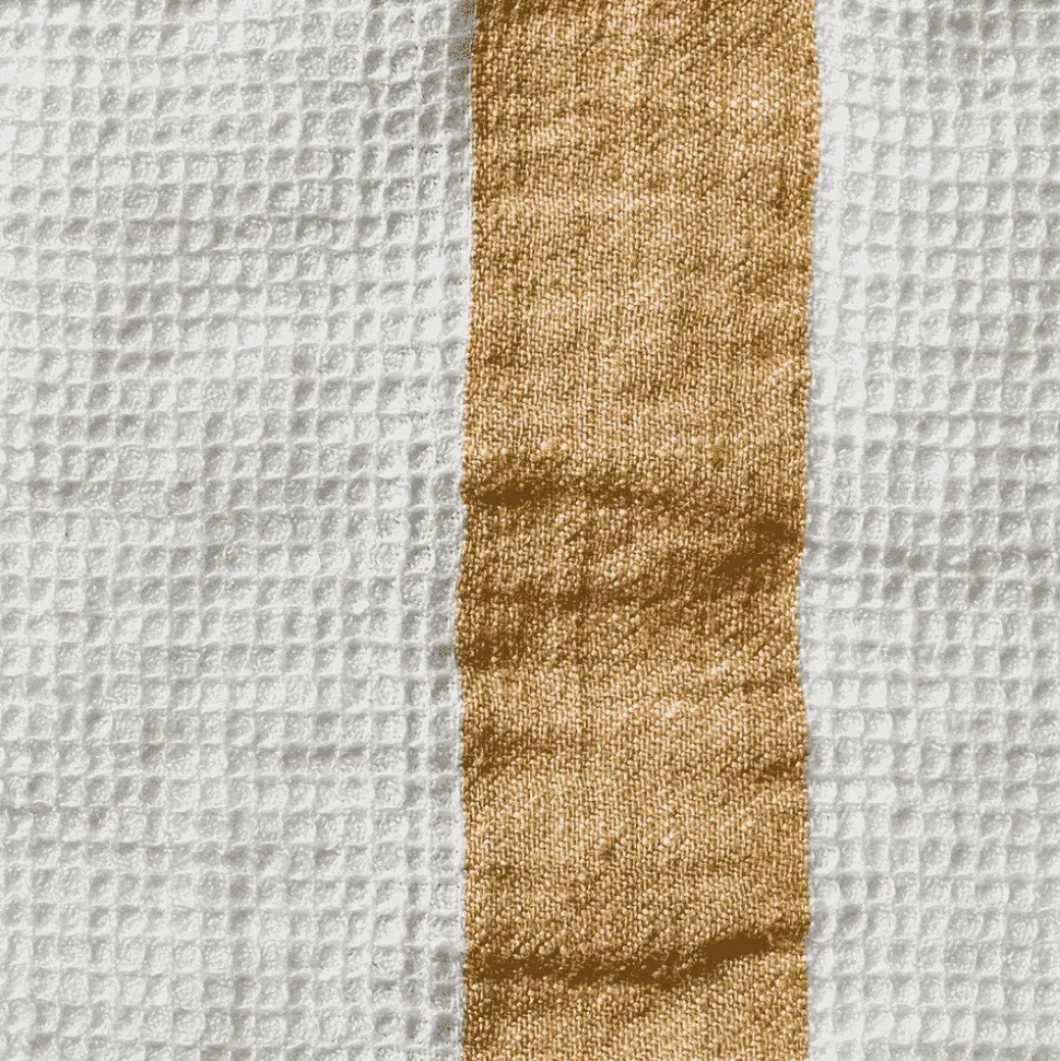Serviette de bain en lin - Nid d'abeille - Bande Jaune Asahi