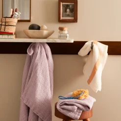 Serviette de bain en lin - Waffle - Parme Fuji Iro