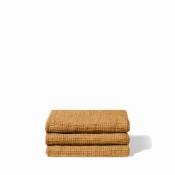 Serviette de bain en lin - Waffle - Jaune Asahi
