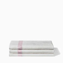 Serviette de bain en lin - Nid d'abeille - Bande Parme Fuji Iro