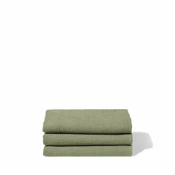 Serviette de bain en lin - Nid d'abeille - Vert Komorebi