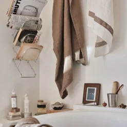 Serviette de bain en lin - Nid d'abeille - Brun Cha Iro