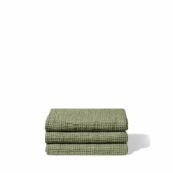 Serviette de bain en lin - Waffle - Vert Komorebi