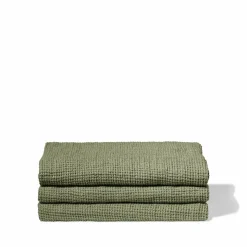 Serviette de bain en lin - Waffle - Vert Komorebi